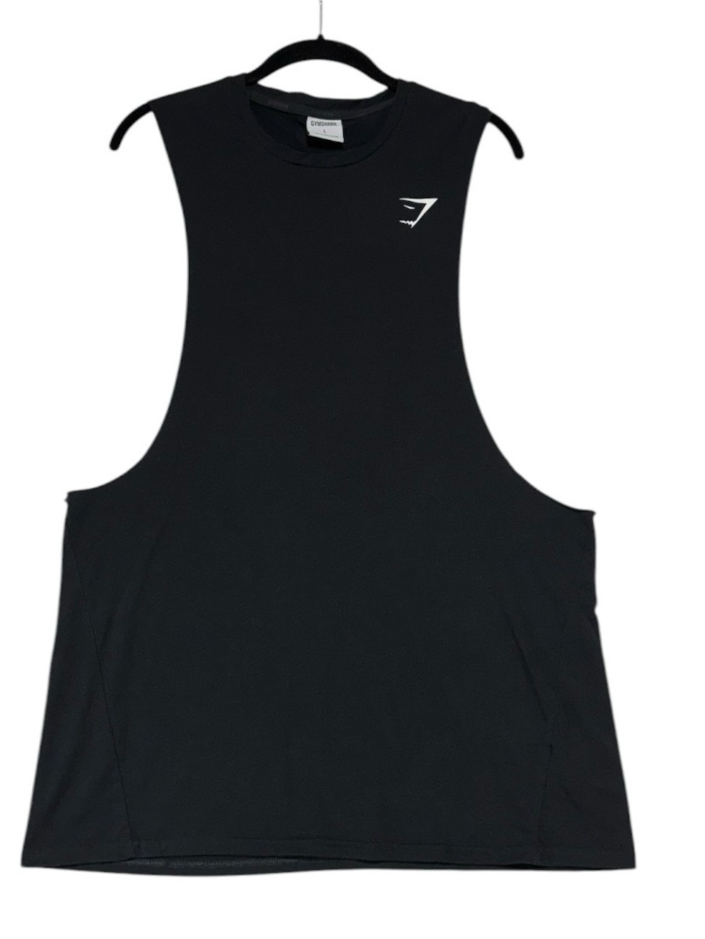 Gymshark Men's Drop Arm Tank Top Black Size L Stretch Workout Muscle